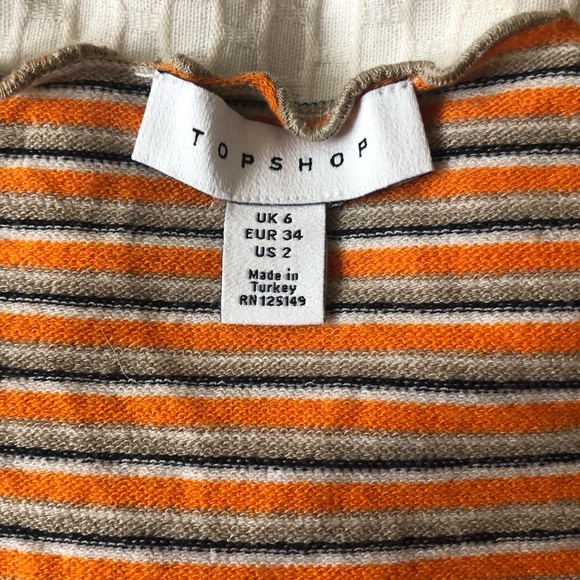 Orange Striped Lettuce Edge Topshop Crop Top - Picture 5 of 5